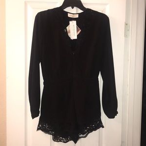 Reserved! Black lace kittenish romper